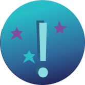 Punctuation mark rounded icon with star