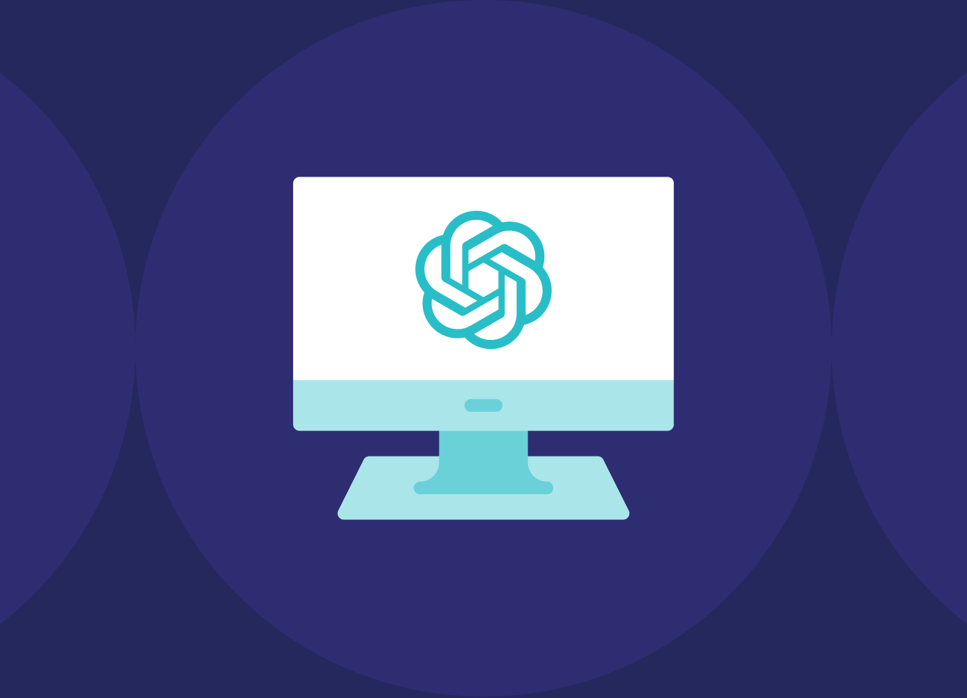 An illustration of a computer monitor displaying the ChatGPT logo.